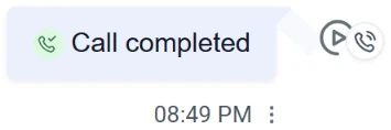 Appel terminé, 08:49 PM